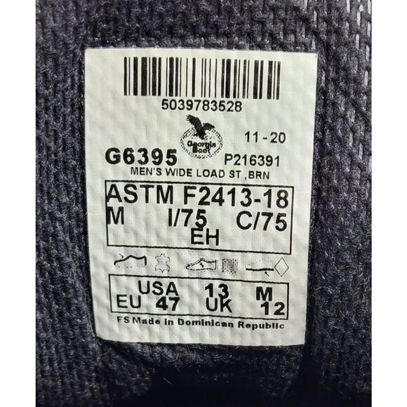 Georgia Boot Eagle Light Wide Load Steel Toe Work Hiker Brown Mens Size 13 G6395 main image 3